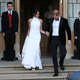 Prince Harry, duke of Sussex, and his new bride, the duchess of Sussex, leave Windsor Castle after their wedding May 19, 2018, to attend an evening reception at Frogmore House, hosted by the prince of Wales, in Windsor, England.